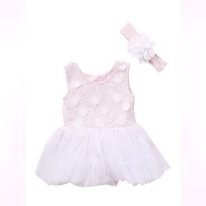 Popatu Stripe Mini Flower Tutu Dress & Headband Set